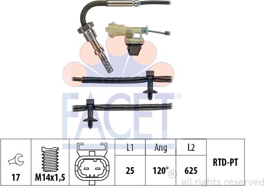 FACET 22.0045 - Sensore, Temperatura gas scarico autozon.pro