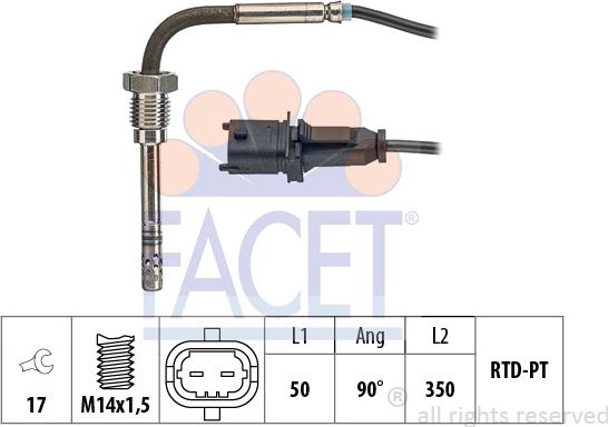 FACET 22.0042 - Sensore, Temperatura gas scarico autozon.pro