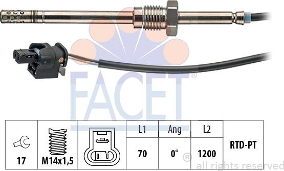 FACET 22.0055 - Sensore, Temperatura gas scarico autozon.pro