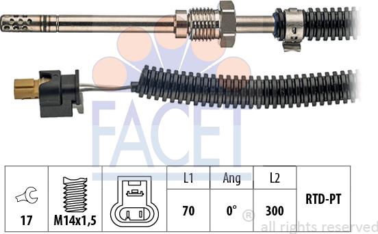 FACET 22.0053 - Sensore, Temperatura gas scarico autozon.pro