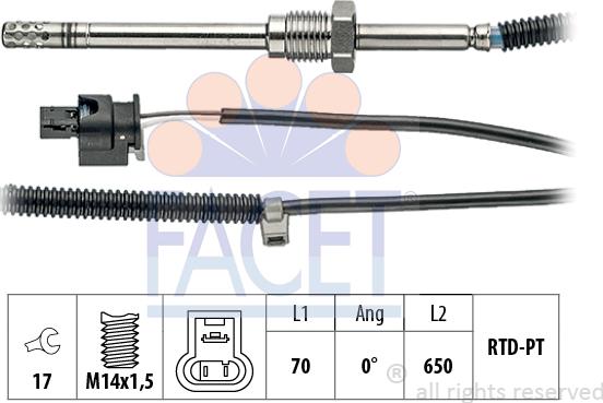 FACET 22.0069 - Sensore, Temperatura gas scarico autozon.pro