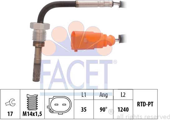 FACET 22.0061 - Sensore, Temperatura gas scarico autozon.pro