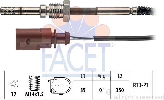 FACET 22.0063 - Sensore, Temperatura gas scarico autozon.pro