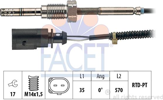 FACET 22.0062 - Sensore, Temperatura gas scarico autozon.pro