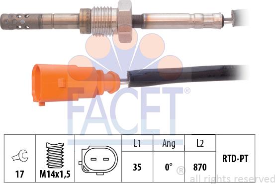 FACET 22.0005 - Sensore, Temperatura gas scarico autozon.pro