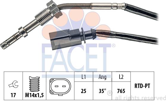 FACET 22.0003 - Sensore, Temperatura gas scarico autozon.pro