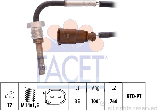 FACET 22.0002 - Sensore, Temperatura gas scarico autozon.pro