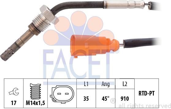 FACET 22.0016 - Sensore, Temperatura gas scarico autozon.pro