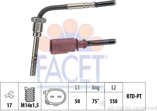 FACET 22.0018 - Sensore, Temperatura gas scarico autozon.pro