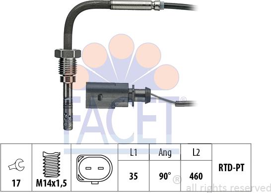 FACET 22.0036 - Sensore, Temperatura gas scarico autozon.pro