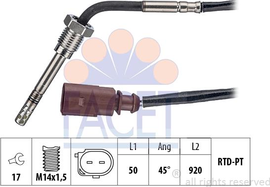 FACET 22.0140 - Sensore, Temperatura gas scarico autozon.pro