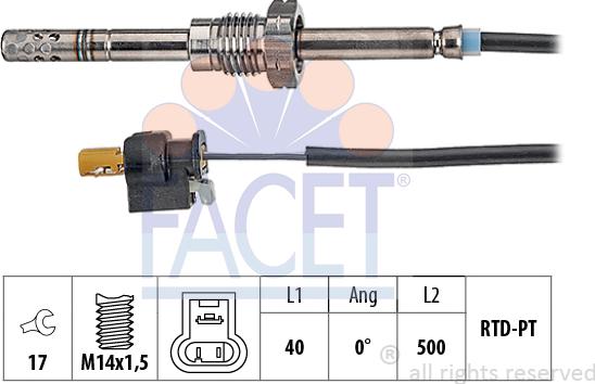 FACET 22.0153 - Sensore, Temperatura gas scarico autozon.pro