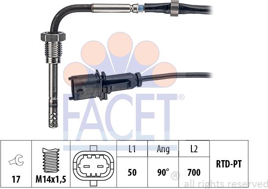 FACET 22.0169 - Sensore, Temperatura gas scarico autozon.pro