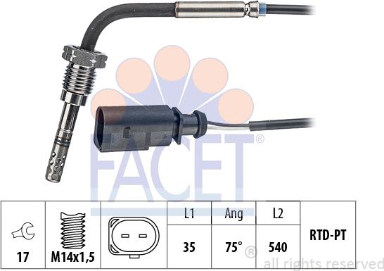 FACET 22.0162 - Sensore, Temperatura gas scarico autozon.pro