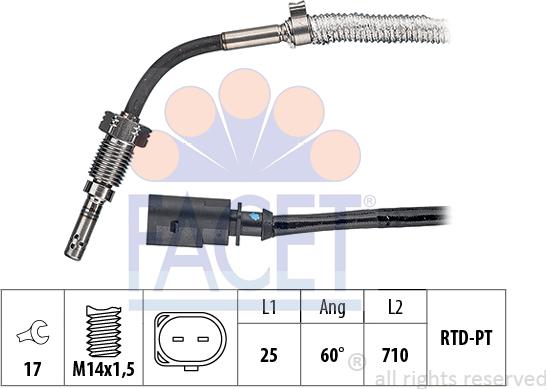 FACET 22.0100 - Sensore, Temperatura gas scarico autozon.pro