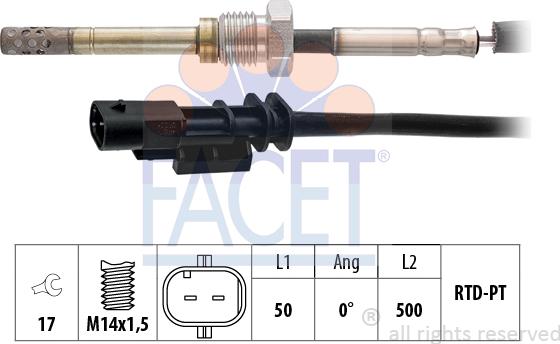 FACET 22.0114 - Sensore, Temperatura gas scarico autozon.pro