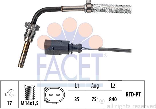 FACET 22.0184 - Sensore, Temperatura gas scarico autozon.pro