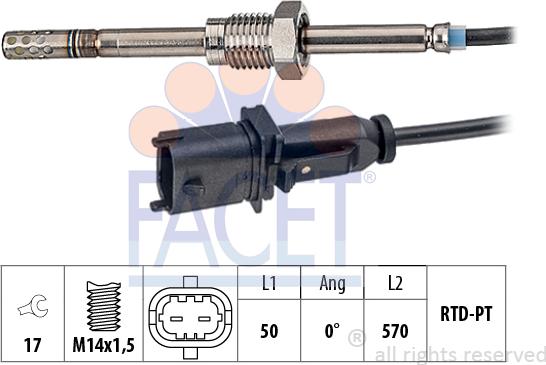 FACET 22.0134 - Sensore, Temperatura gas scarico autozon.pro