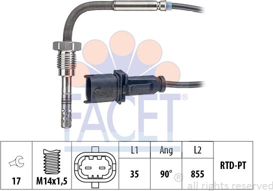 FACET 22.0138 - Sensore, Temperatura gas scarico autozon.pro