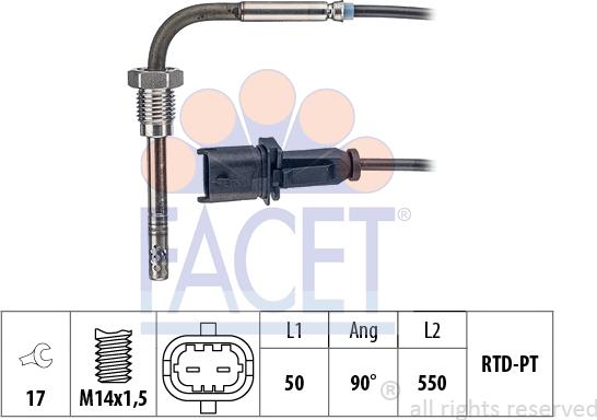 FACET 22.0137 - Sensore, Temperatura gas scarico autozon.pro