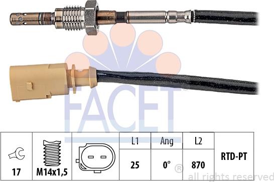 FACET 22.0172 - Sensore, Temperatura gas scarico autozon.pro