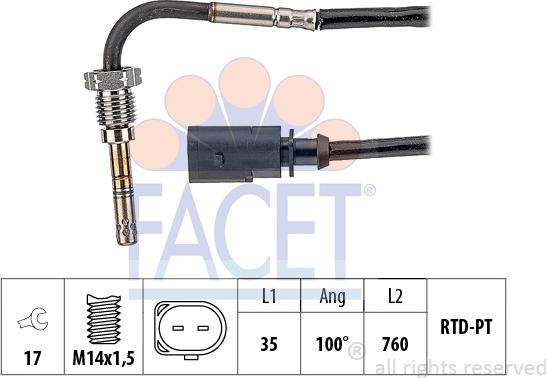 FACET 22.0314 - Sensore, Temperatura gas scarico autozon.pro