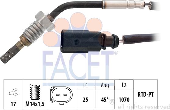 FACET 22.0315 - Sensore, Temperatura gas scarico autozon.pro