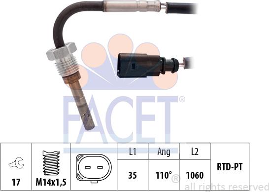 FACET 22.0316 - Sensore, Temperatura gas scarico autozon.pro