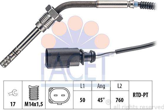 FACET 22.0313 - Sensore, Temperatura gas scarico autozon.pro