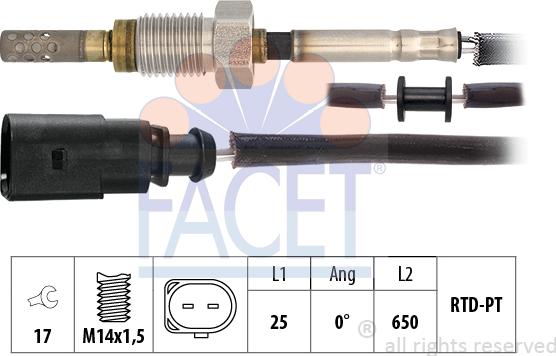 FACET 22.0336 - Sensore, Temperatura gas scarico autozon.pro