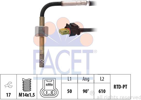 FACET 22.0338 - Sensore, Temperatura gas scarico autozon.pro