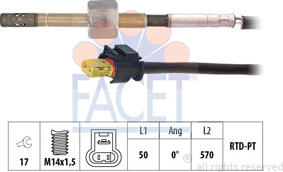 FACET 22.0299 - Sensore, Temperatura gas scarico autozon.pro