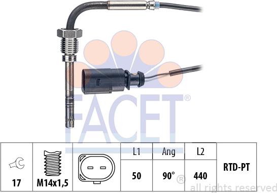 FACET 22.0296 - Sensore, Temperatura gas scarico autozon.pro