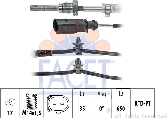 FACET 22.0261 - Sensore, Temperatura gas scarico autozon.pro