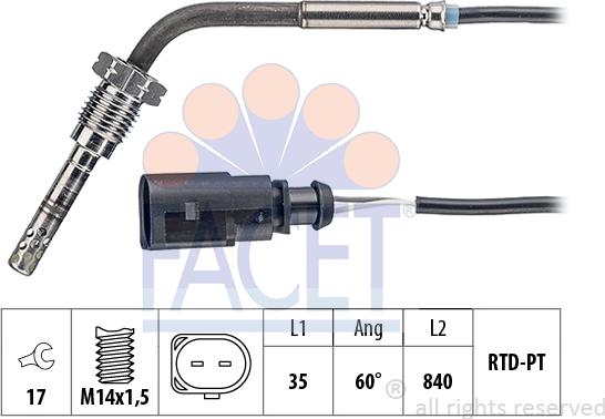 FACET 22.0205 - Sensore, Temperatura gas scarico autozon.pro