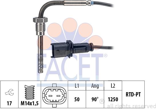 FACET 22.0210 - Sensore, Temperatura gas scarico autozon.pro