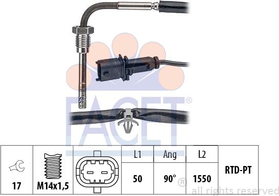 FACET 22.0226 - Sensore, Temperatura gas scarico autozon.pro