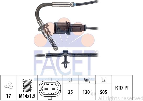 FACET 22.0223 - Sensore, Temperatura gas scarico autozon.pro