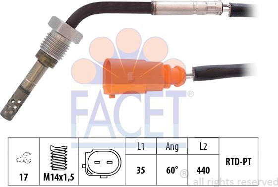 FACET 22.0276 - Sensore, Temperatura gas scarico autozon.pro