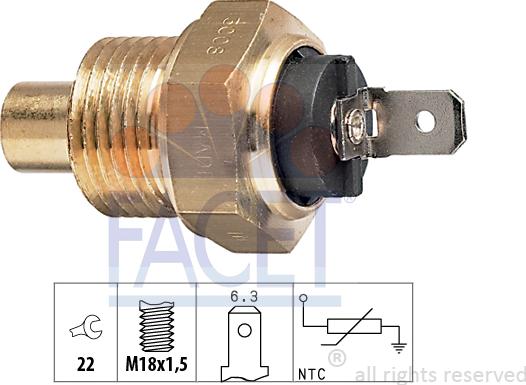 FACET 73.008 - Sensore, Temperatura refrigerante autozon.pro