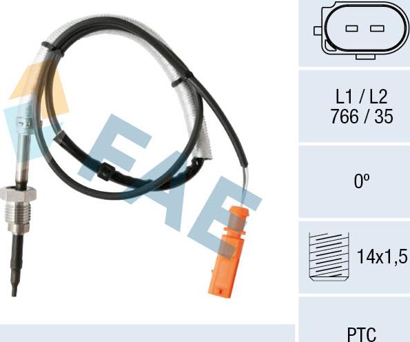 FAE 68005 - Sensore, Temperatura gas scarico autozon.pro