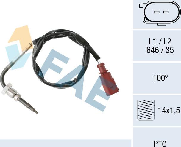 FAE 68002 - Sensore, Temperatura gas scarico autozon.pro