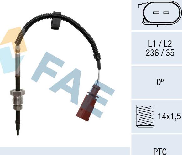 FAE 68033 - Sensore, Temperatura gas scarico autozon.pro