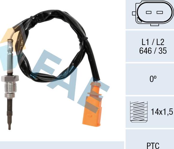 FAE 68076 - Sensore, Temperatura gas scarico autozon.pro