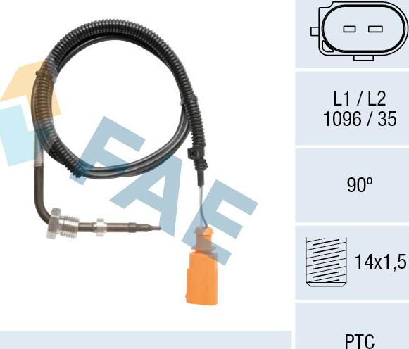 FAE 68117 - Sensore, Temperatura gas scarico autozon.pro