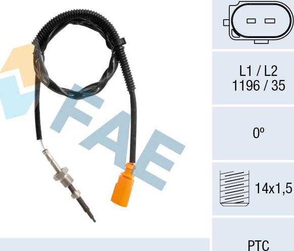 FAE 68126 - Sensore, Temperatura gas scarico autozon.pro