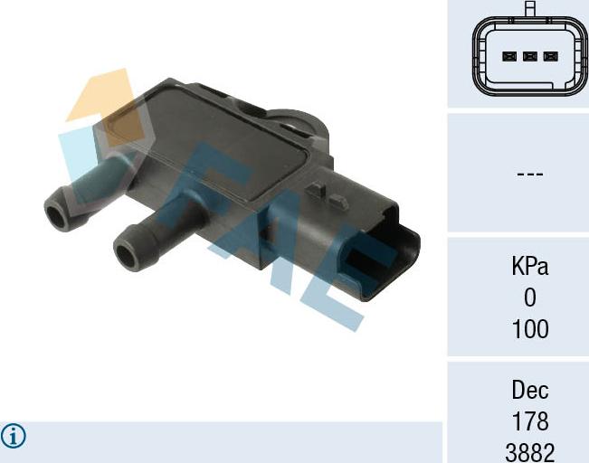 FAE 16162 - Sensore, Pressione gas scarico autozon.pro