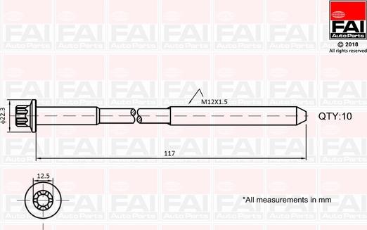 FAI AutoParts B1018 - Kit bulloni testata autozon.pro