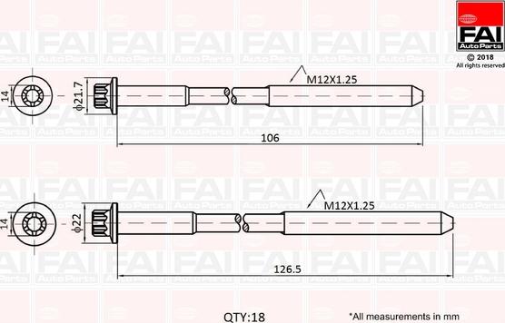 FAI AutoParts B1027 - Kit bulloni testata autozon.pro