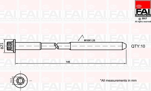 FAI AutoParts B1140 - Kit bulloni testata autozon.pro